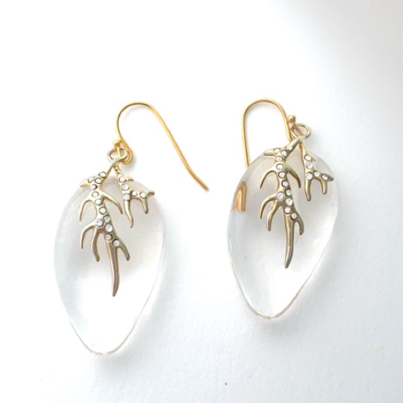 Alexis Bittar Ophelia Twining Golden Vines Clear Liquid Lucite Earrings